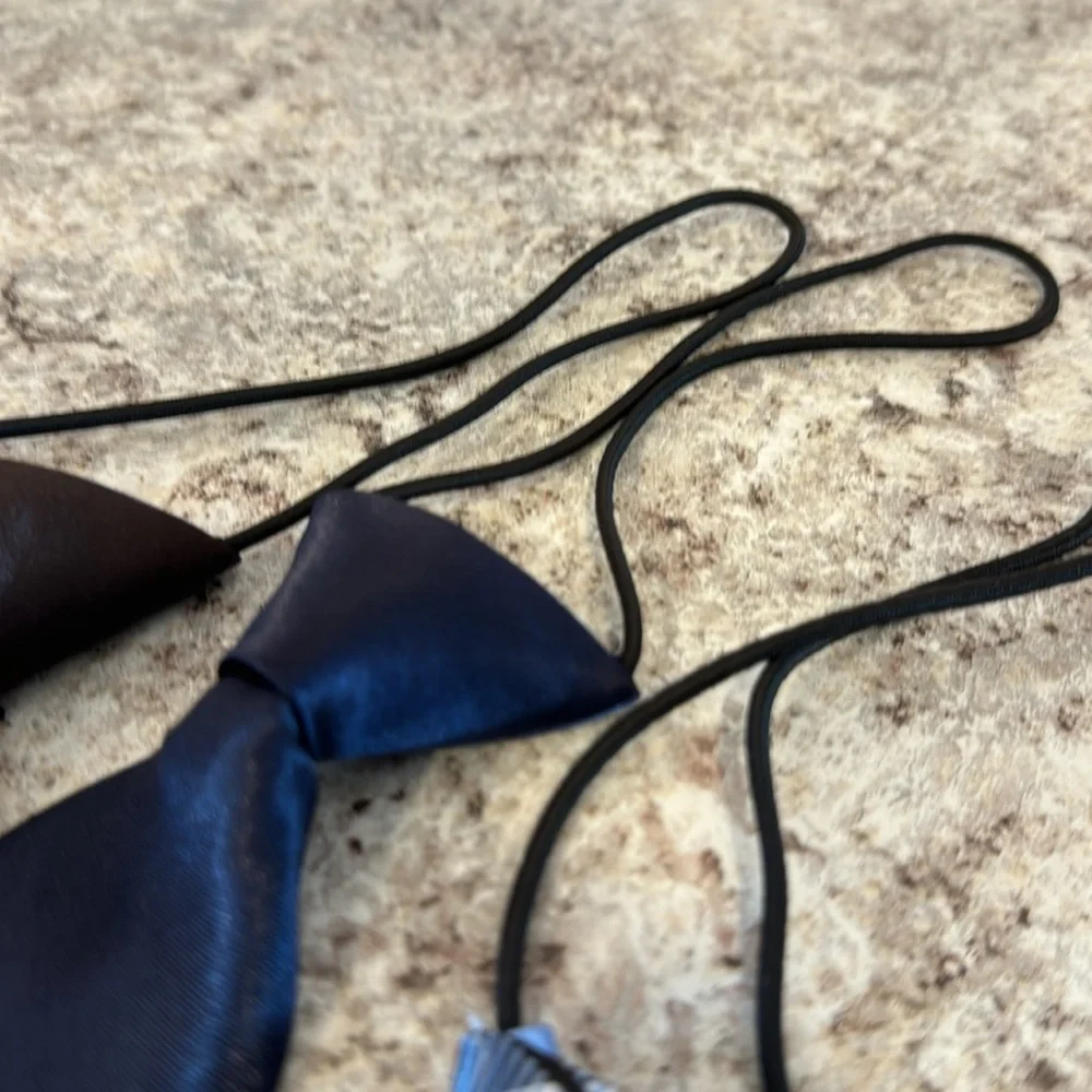 Ties 10 inch attached elastic cord satin look and feel NWOT set of 4 unisex